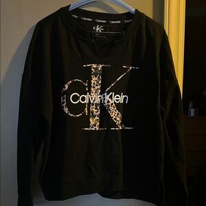 Calvin Klein Black Sweatshirt with Leopard Accents
